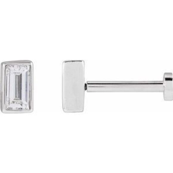 Kazi Luxury 14K White 1/10 CT Lab-Grown Diamond Press Fit Back Stud Earring